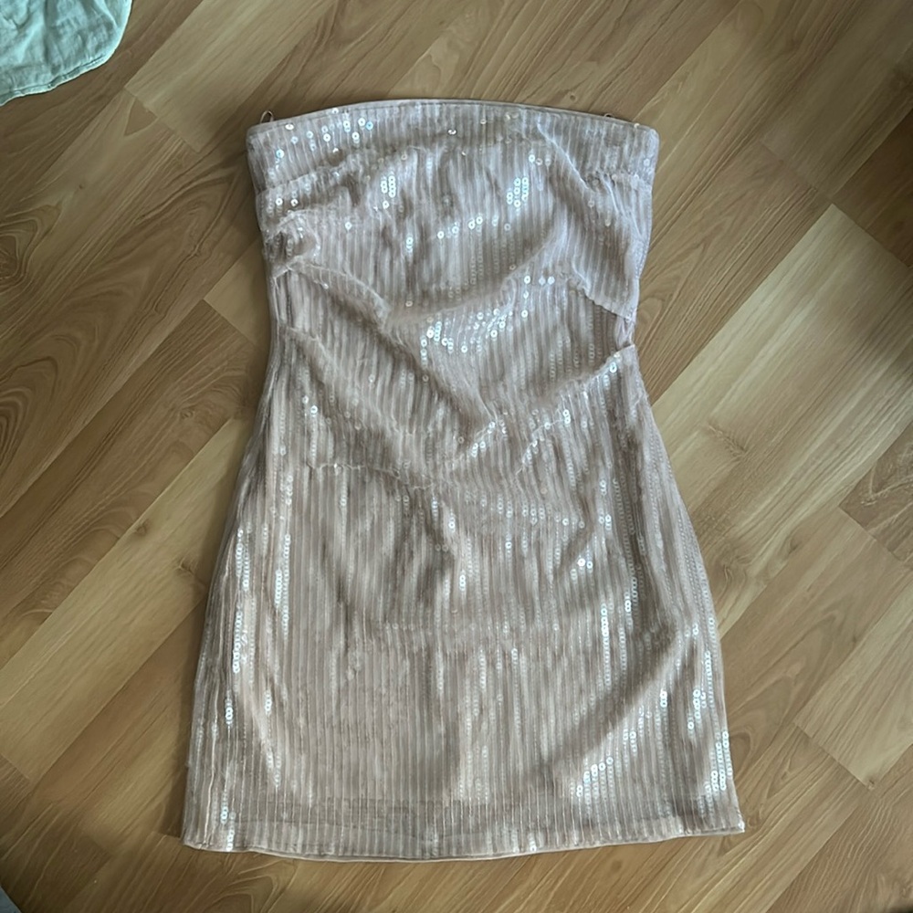 zara strapless dress sparkley